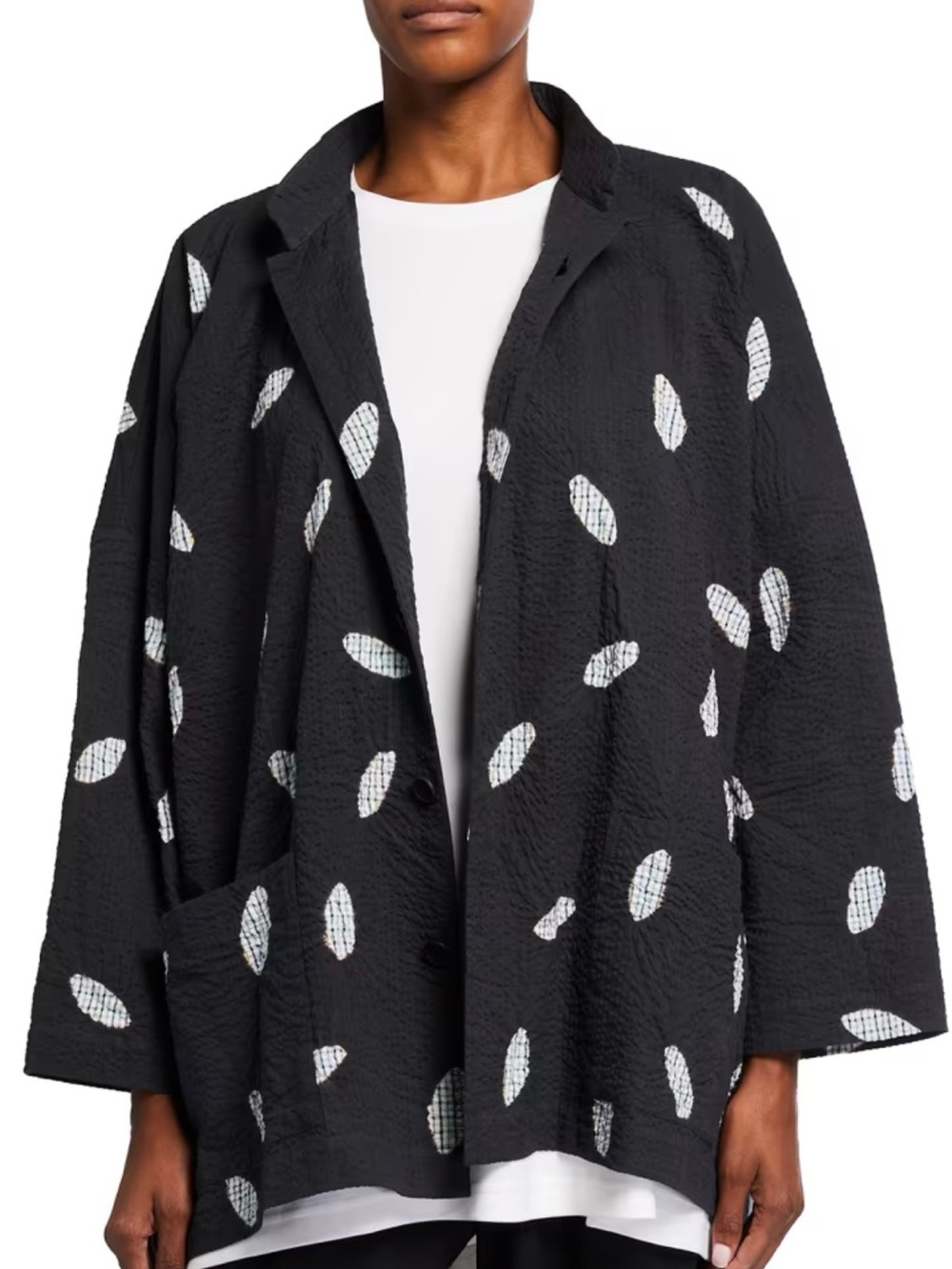 Eskandar Shibori-Dyed Mandarin-Collar Cotton Seersucker Jacket $1,075.00 MSRP